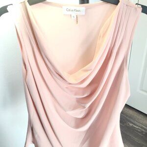Calvin Klein Soft Pink Cowl Neck Blouse Size Small
